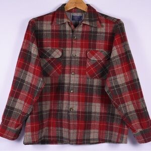 Vintage Pendleton Wool Plaid Shirt Elbow Patches Large